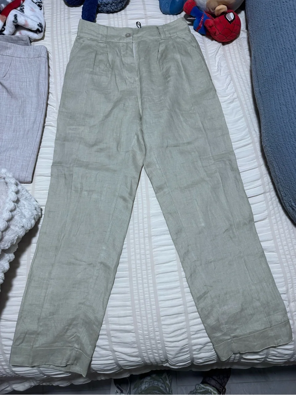 Men's Casual Linen Trousers in Light Sage